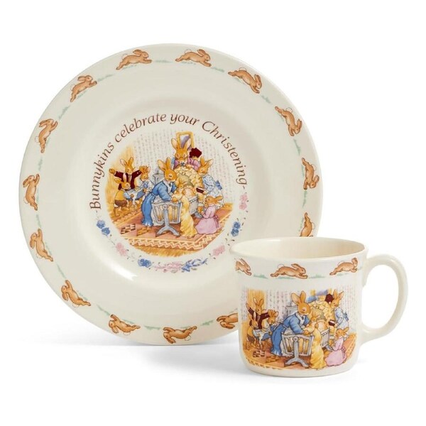 Royal Doulton Bunnykins Christening Mug & Plate 2 Piece Set
