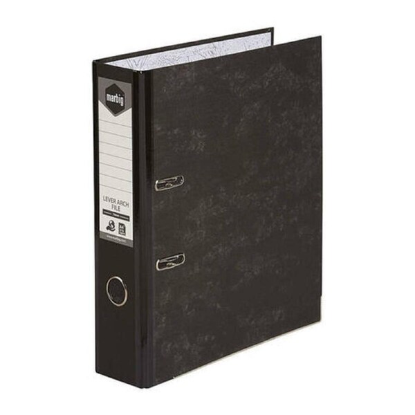Marbig L/Arch File A4 Reinforce Spine Black Mottle