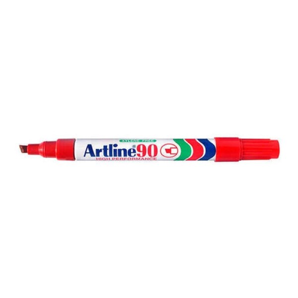 Artline 90 Permanent Marker 5mm Chisel Red Bx12
