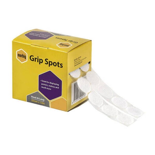 Marbig Grip Spots Hook & Loop 22mm X 1.8M