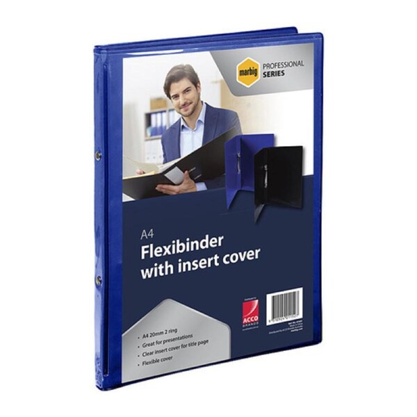 Marbig Profesnl Flexibinder 2R 20mm A4 Clr Fro Blu