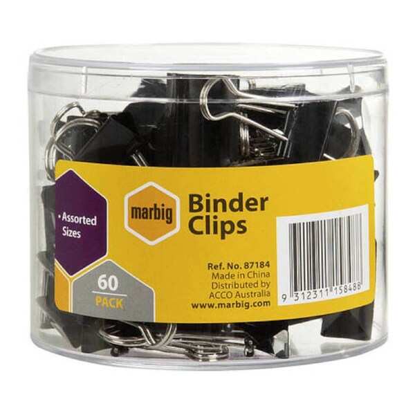 Marbig Binder Clips Binder Clips Asstd Sizes Tub60