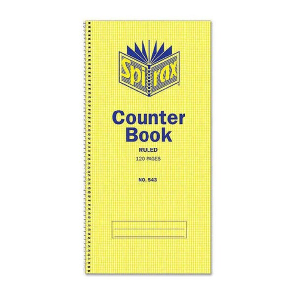 Spirax 543 Counter Book FntRule 297X135 120Pg Pk10