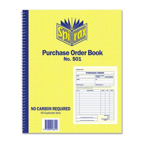 Spirax 501 PurchaseOrder Bk Quarto 250X200 S/O Pk5