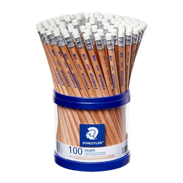 Staedtler Exam Natural 2B Pencil with Eraser Tip - Cup of 100