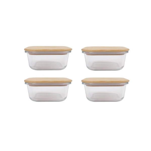 4 Pcs Bamboo Food Container - Medium
