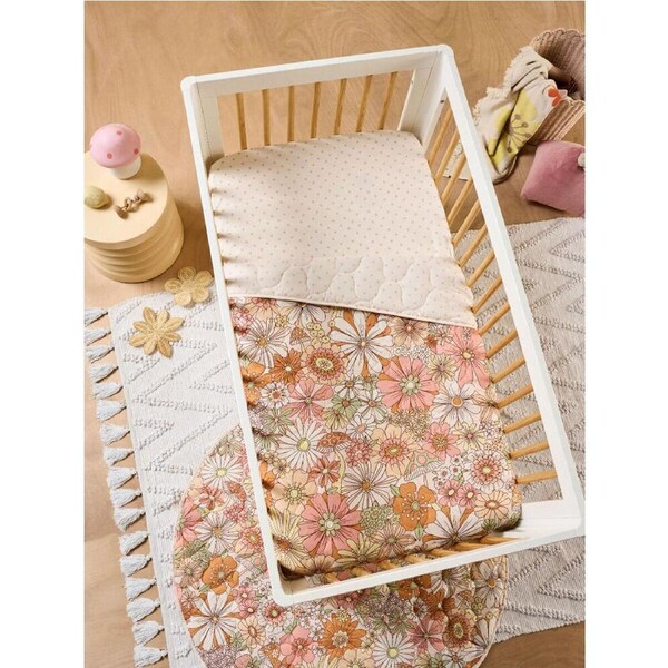 Linen House Kids Cot Cotton Flower Power Coverlet 100x120cm Baby Bedding