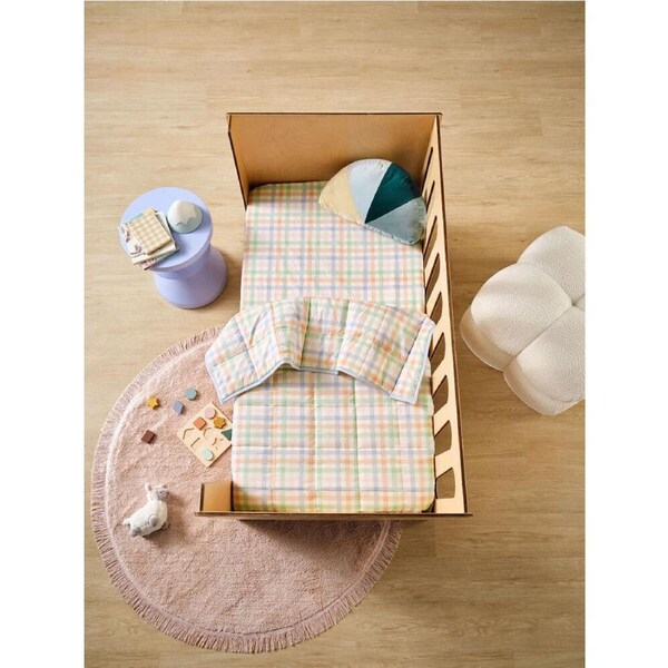 Linen House Kids Cot Cotton Playground Bedding Coverlet 100x120cm Orange