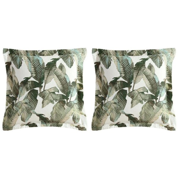 2PK Tommy Bahama 65x65cm Fiesta Palms Euro Pillowcase Cushion Cover Square Green
