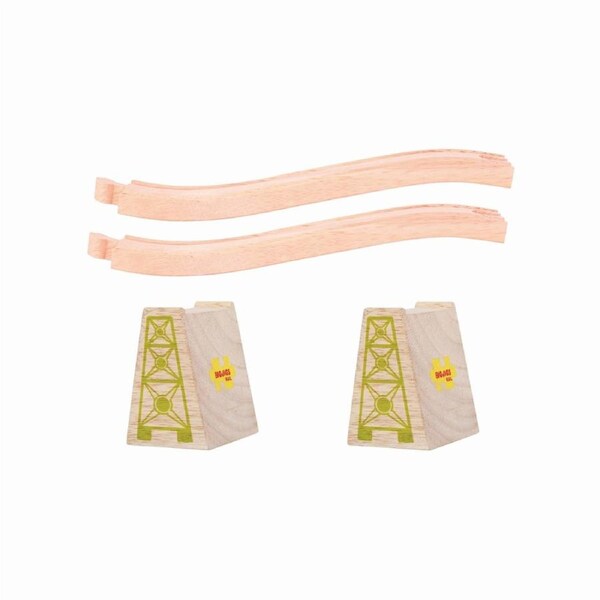 4pc Bigjigs 23cm Rail Ascender/Descender Track Set Accessory Kids Wooden Toy 3y+