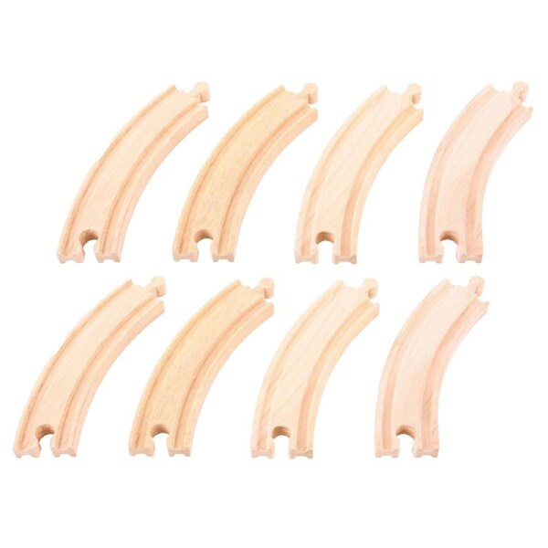 2x 4pc Bigjigs 16cm Railway Long Curves Track Accessory Kids Wooden Toy 3y+