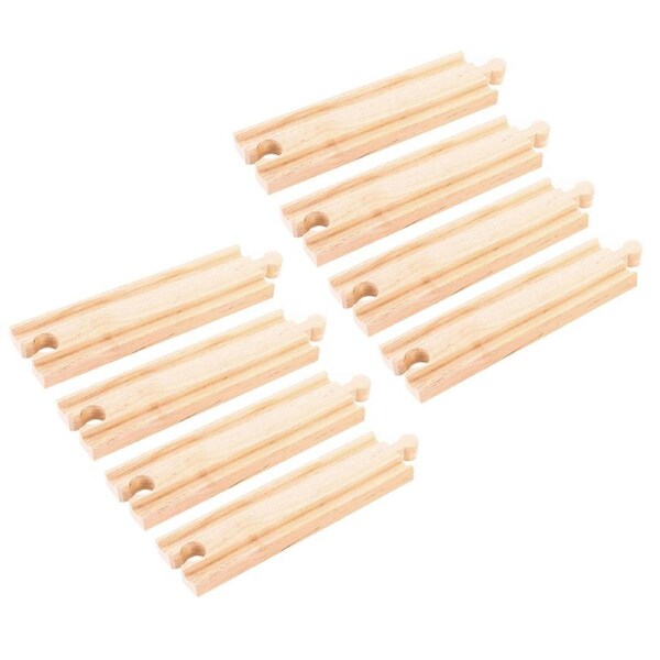 2x 4pc Bigjigs 14cm Railway Medium Straights Tracks Accessory Kids Wooden Toy 3+