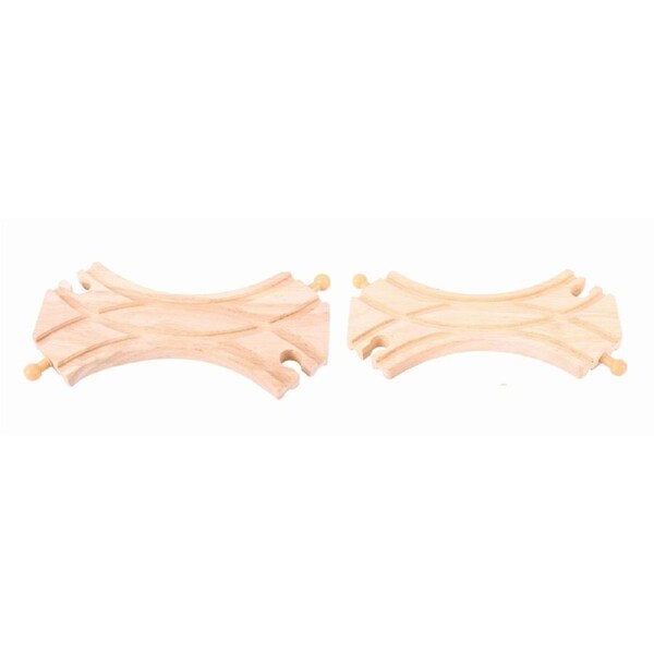 2pc Bigjigs 18cm Railway Double Curved Turnouts Tracks Kids/Child Wooden Toy 3y+