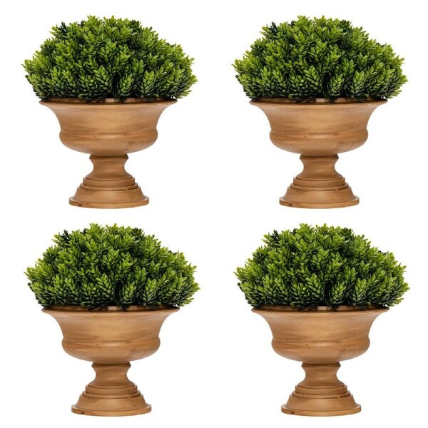 Costway 4-Set Artificial Plants Mini Fake Potted Greenery Plants Home Office Desk Decoration