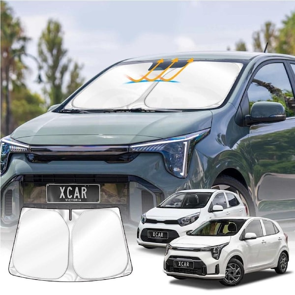 WindScreen Sun Shade for Kia Picanto 2016-Onwards Blocks UV Rays Foldable Custom Wind Screen Sun Visor Protector