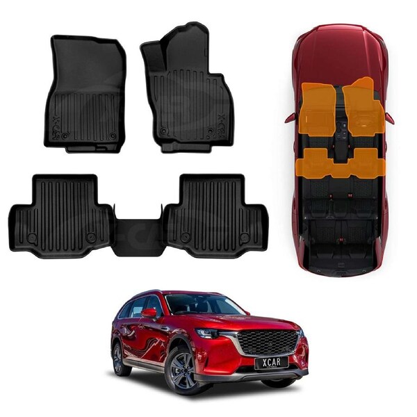 Front Rear Floor Mats for Mazda CX-80 CX80 2024-Onwards Heavy Duty All Weather Car Mats Carpet Liner Set