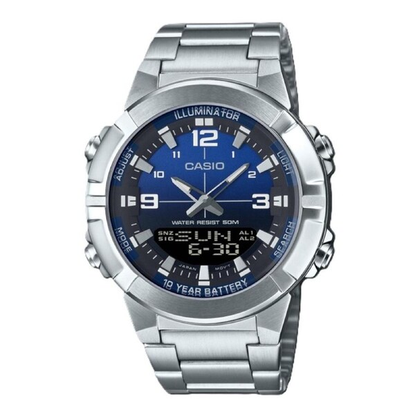 Casio Analog Digital Combination Blue Dial Quartz AMW-870DA-2A1V 50M Mens Watch