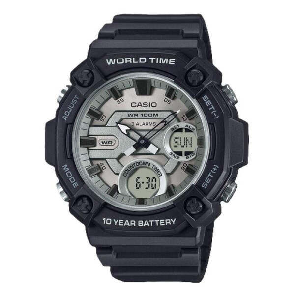 Casio Analog Digital World Time Alarm Timer Quartz AEQ-120W-7AV 100M Mens Watch