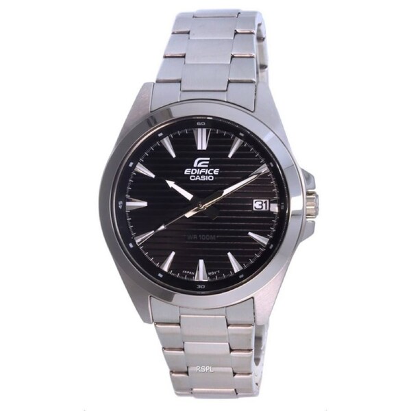 Casio EDIFICE Black Dial Stainless Steel Quartz EFV-140D-1AV 100M Mens Watch