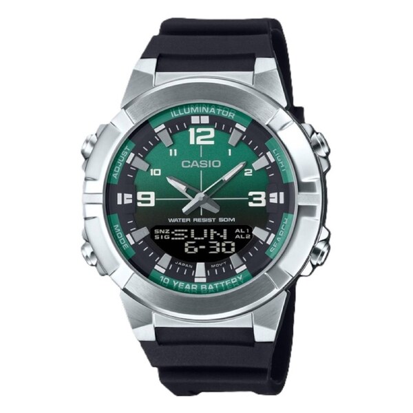 Casio Analog Digital Combination Green Dial Quartz AMW-870A-3AV 50M Mens Watch