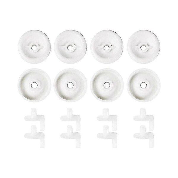 8 Pack Wd12x271 Replacement Dishwasher Dishrack Rollers and Studs - Lower Rack