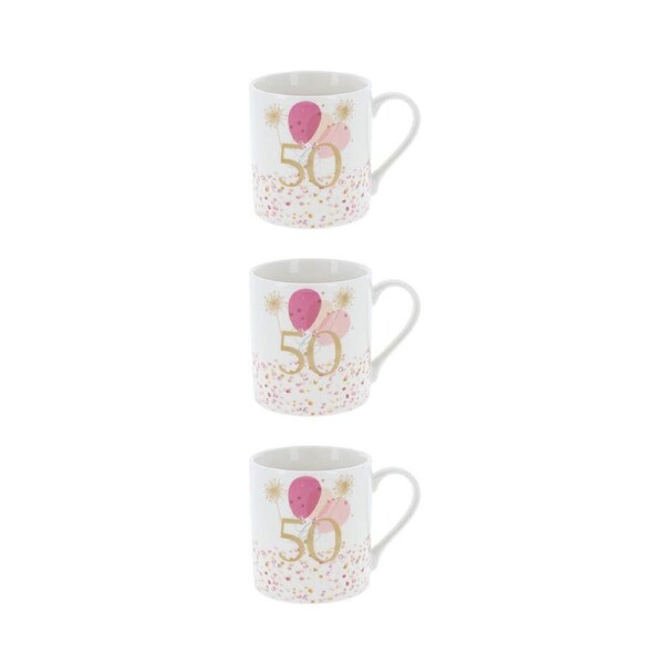 3PK Gibson Gifts Rush Birthday Ladies 50th Mug R 250ml Drinking Cup w/ Handle