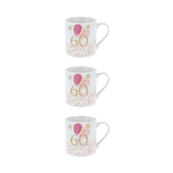 3PK Gibson Gifts Rush Birthday Ladies 60th Mug R 250ml Drinking Cup w/ Handle