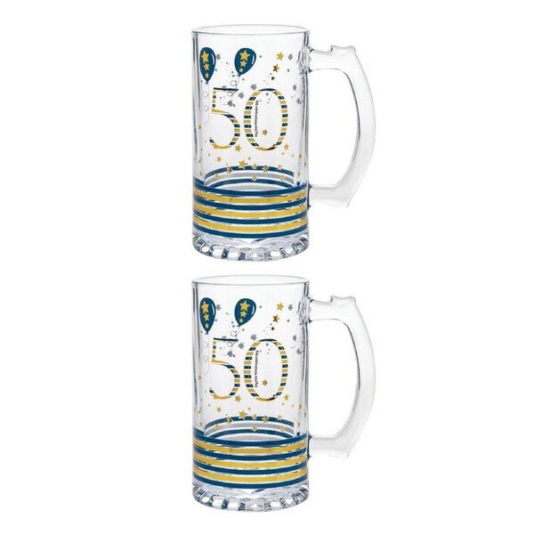 2PK Gibson Gifts Rush 50th Birthday Tankard R Beer Mug Drinking Cup w/ Handle