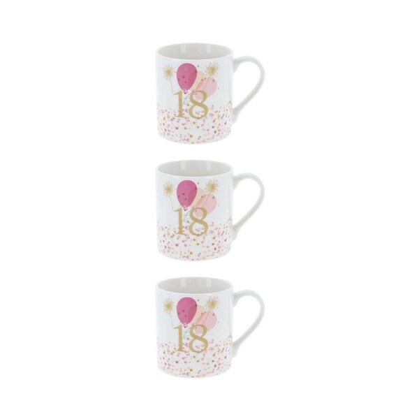 3PK Gibson Gifts Rush Birthday Ladies 18th Mug R 250ml Drinking Cup w/ Handle