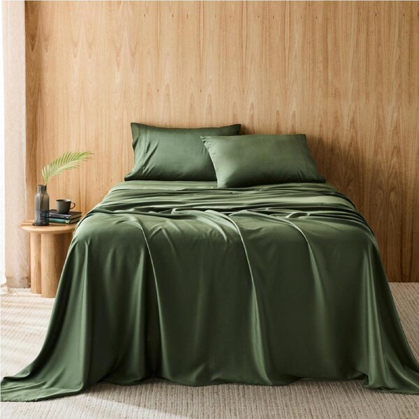 MyHouse Riley Bamboo Cotton Sheet Set - Moss - Deep King