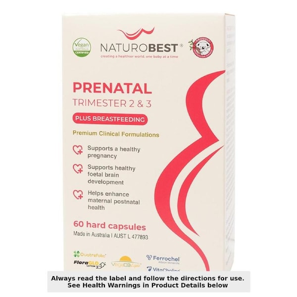 NaturoBest Prenatal Trimester 2 & 3 Plus Breastfeeding 60 Capsules