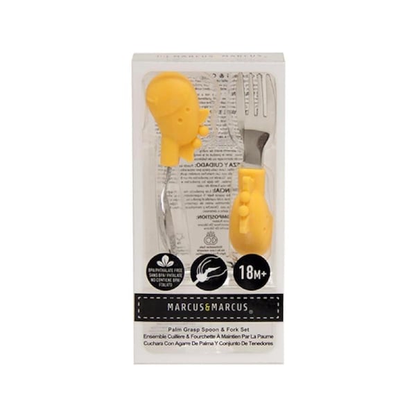 Marcus & Marcus Palm Grasp Fork & Spoon Set Yellow