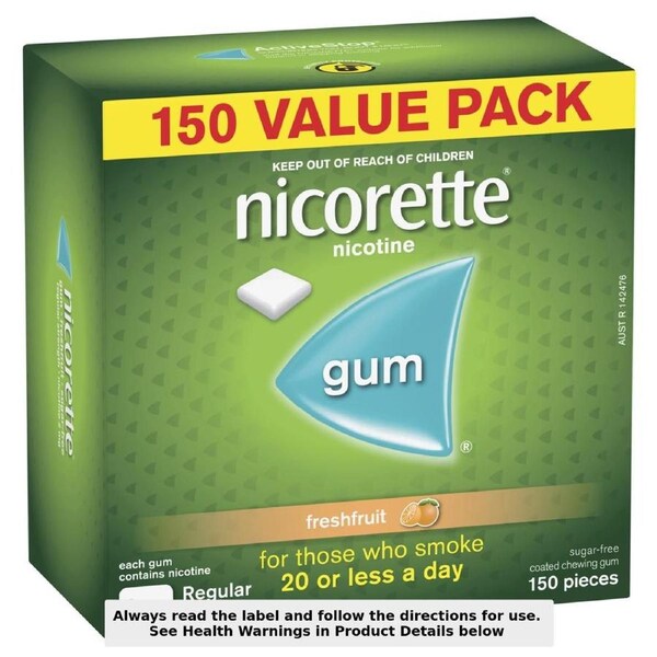 Nicorette Quit Smoking Nicotine Gum Fresh Fruit 2mg 150 Pack