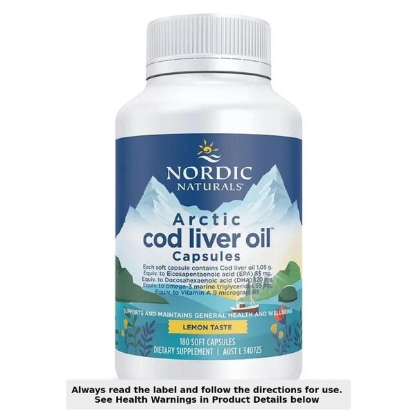 Nordic Naturals Arctic Cod Liver Oil Lemon 180 Soft Gels
