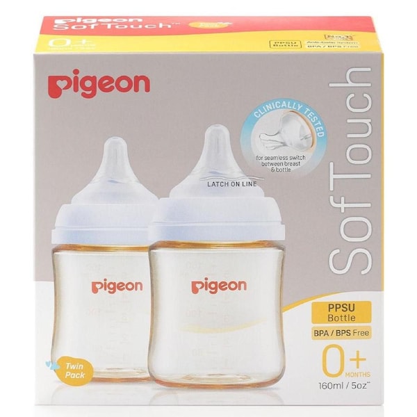 Pigeon SofTouch PPSU Baby Bottle 0+ Months 2 x 160ml