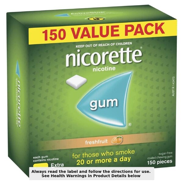 Nicorette Quit Smoking Nicotine Gum Fresh Fruit 4mg 150 Pack