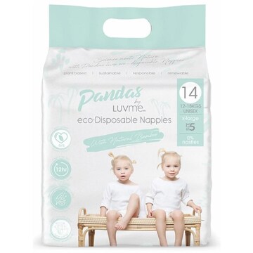 Pandas by Luvme ECO Disposable Nappies XL (12-18kg)14 Pack | Woolworths
