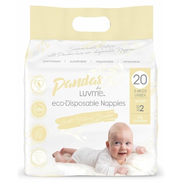 Pandas by Luvme ECO Disposable Nappies- S (3-6kg) 20 Pack