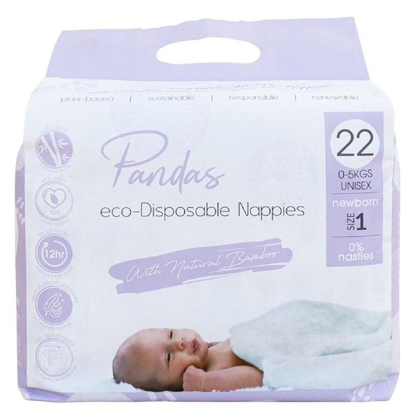 Pandas by Luvme ECO Disposable Nappies Newborn 22 Pack