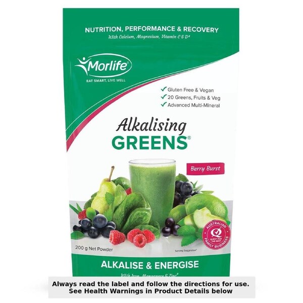 Morlife Alkalising Greens Berry Burst 200g