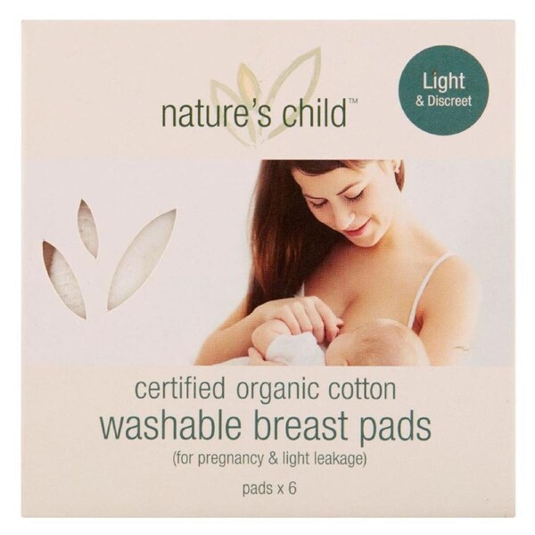 Natures Child Organic Reusable Breast Pads Light & Discreet 6 Pack