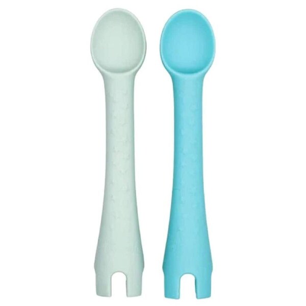 Little Woods Silicone Baby Utensils Sage/Duck Egg Blue 2 Pack