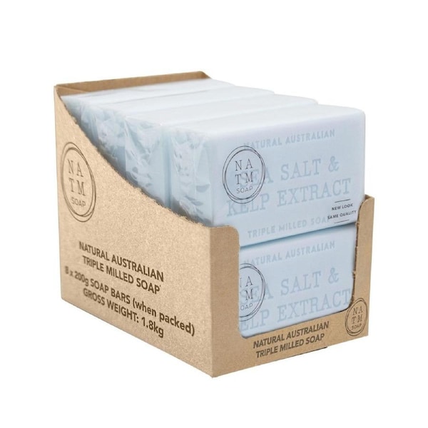 Natural Australian Triple Milled Sea Salt & Kelp Soap 8 x 200g