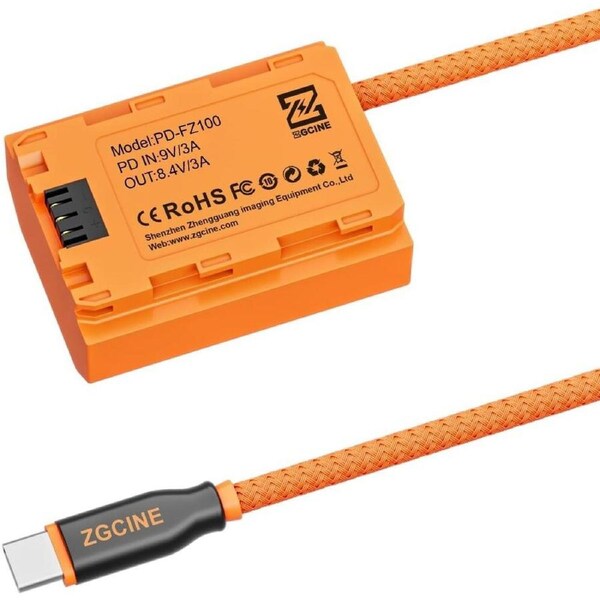 ZGCINE USB-C to Sony NP-FZ100 Dummy Battery Cable 60cm