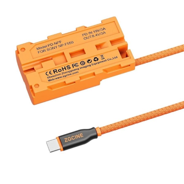 ZGCINE USB-C to Sony NP-F550/570 Dummy Battery Cable 60cm