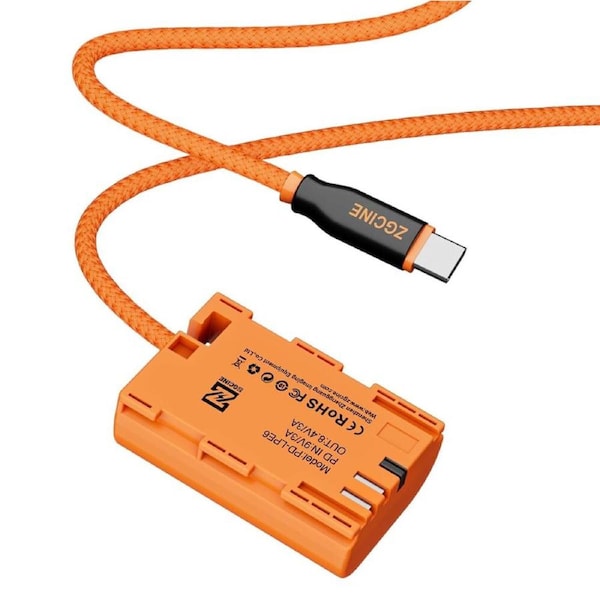 ZGCINE USB-C to Canon LP-E6 Dummy Battery Cable 60cm