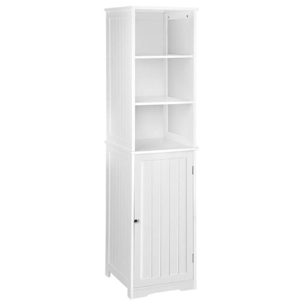 Bathroom Storage Cabinet White Organiser Shelf Cupboard Laundry Door 40x38x160cm
