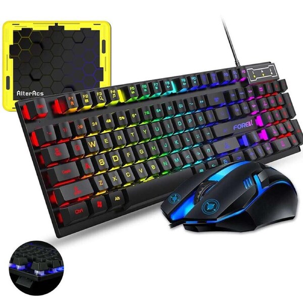 OZNALA T6 Gaming Keyboard and Mouse Set for PC Laptop Rainbow Backlight Usb Ergonomic