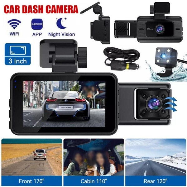 OZNALA 1080P HD Resolution Car Dash Camera Video DVR Recorder Front and Rear Night Vision Dual Cam Easy Installation