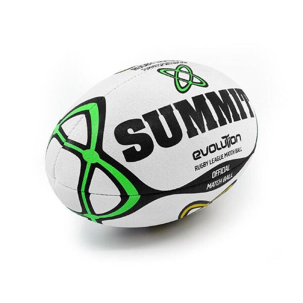 Summit Global Evolution Rugby League Rubber Ball 2.0 Size 5 White/Green